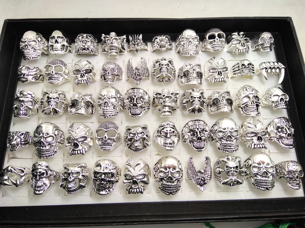 Skull Skeleton Gothic Biker Rings Men's Rock Punk Ring Party Favor Top Styles Mix Wholesale Fashoin Cool Jewelry lots HOT
