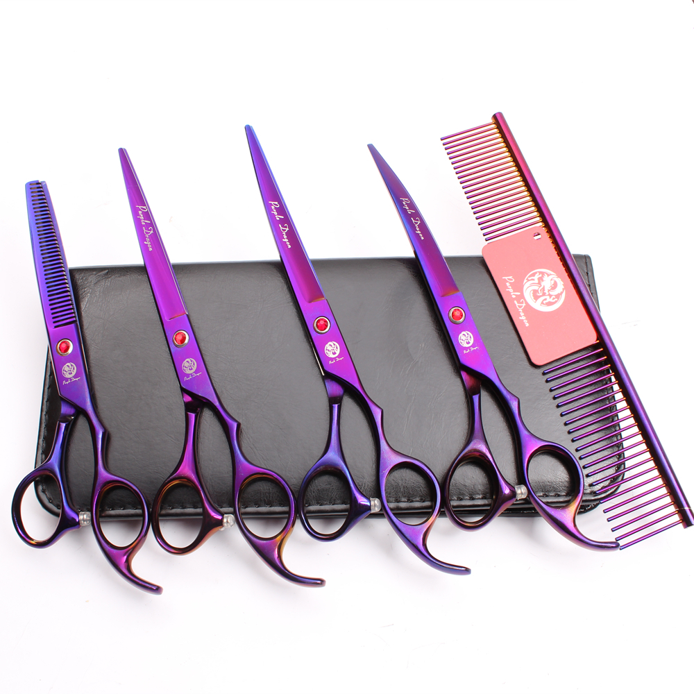 Z3003 5Pcs 7'' 440C Purple Dragon Professional Pet Grooming Hair Scissors Comb+Cutting+Thinning+UP&Down Curved Shears Dog Fur Clipper Shears
Z3003 5Pcs 7'' 440C Purple Dragon Professional Pet Grooming Hair Scissors Comb+Cutting+Thinning+UP&Down Curved Shears Dog Fur Clipper Shears