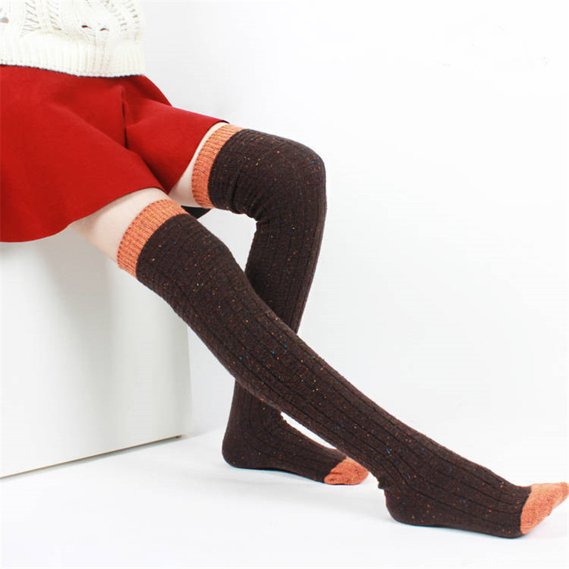 Socks & Hosiery Wholesale- Autumn Winter Wool Women Stockings Warm Fashion Thigh High Over The Knee Long Absorbent Breathable QR443
