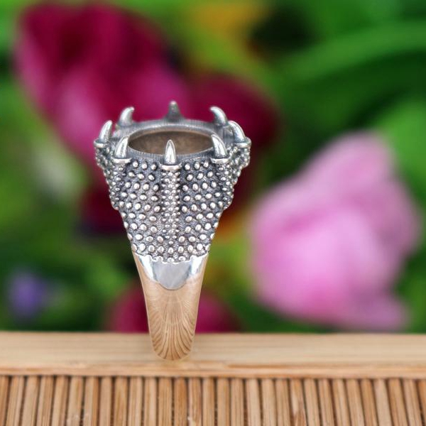 Art Nouveau Art Deco Vintage Antique Retro 925 Sterling Silver Semi Mount Ring Setting 13x13mm Round Cabochon Fine Silver Men Jewelry