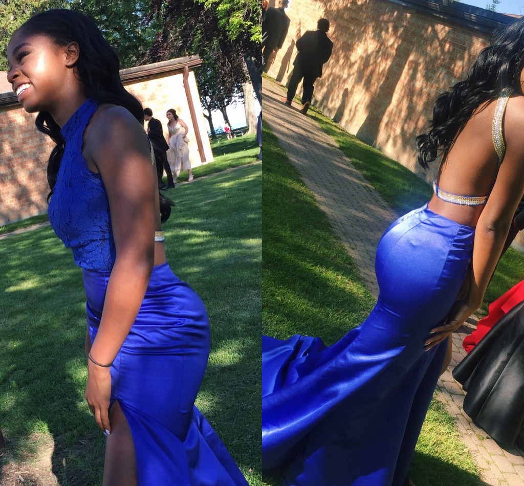 Halter Royal Blue Lace Prom Dresses Mermaid Stain Skirt High Leg Slit Party Dresses Backless Formal Dresses vestido de formatura, Yellow
Halter Royal Blue Lace Prom Dresses Mermaid Stain Skirt High Leg Slit Party Dresses Backless Formal Dresses vestido de formatura, Yellow
