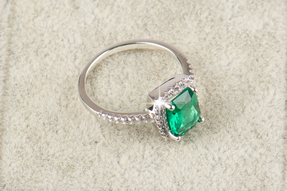 Vecalon Brand Female ring Cushion cut 3ct 5A Zircon Green Cz 925 Sterling Silver Engagement wedding Band ring for women