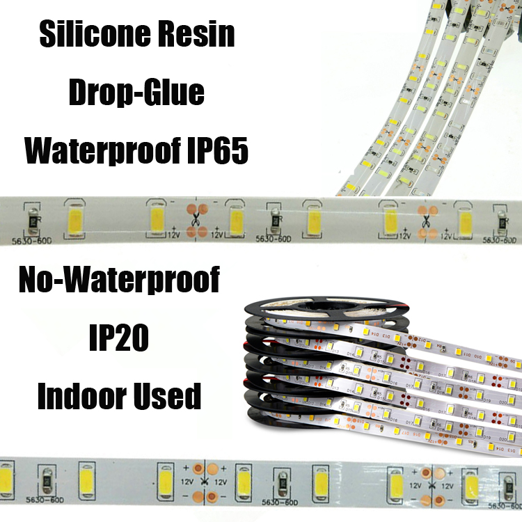 High Brightness Led Strip Lights SMD 5050 2835 5630 DC12V Flexible Leds Strips Light Waterproof 60LED/Meter 300LED 5Meter/Roll IP65 IP20 IP44 Rope Lam