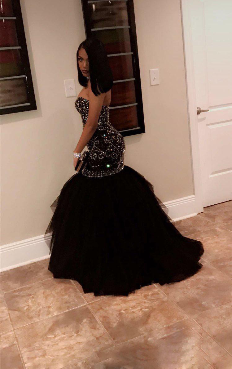 Sparkly Crystal Beading Black Girls Long Prom Dress Sweetheart Tulle South African Graduation Evening Party Gown Custom Made Plus Size