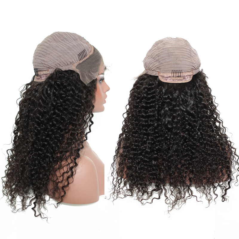 360 Lace Frontal Wig 250% Density Pre-Plucked Hairline 360 Lace Front Human Hair Wig Curly Wig for Black Women (12inch with 250% densit