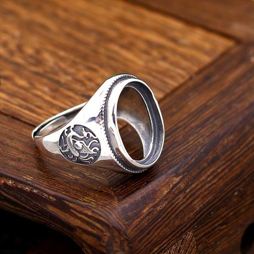 Sterling Silver 925 Engagement Wedding Ring 13x15mm Oval Cabochon Semi Mount Fine Silver Ring Setting