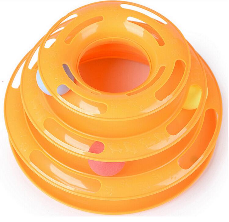Three Levels Tower Tracks Disc Cat Pet Toy Intelligence Amusement Rides Shelf G955