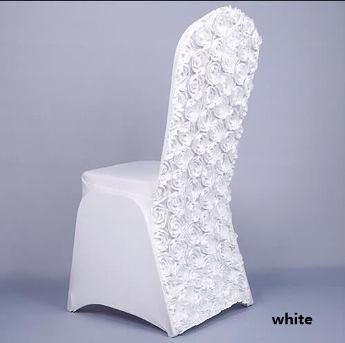 Rosette Spandex Banquet Chair Cover With Satin Rosette Back For Wedding Party Hotel Decoration Rosette Flower Back