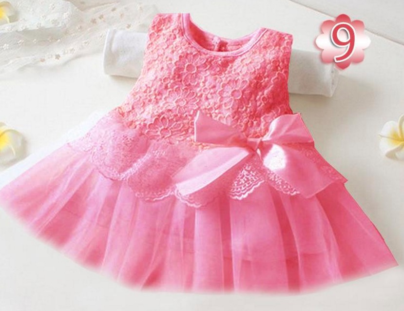 2017 Baby girl bow dress princess dress children lace patchwork sleeveless dresses flower girl party dress kids fashion clothing