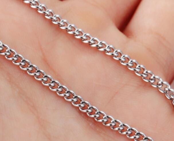 100pcs Lot fashion Jewelry Wholesale in Bulk Silver Stainless Steel Cowboys chain necklace fit pendant thin 2mm/4mm wide choose lenght