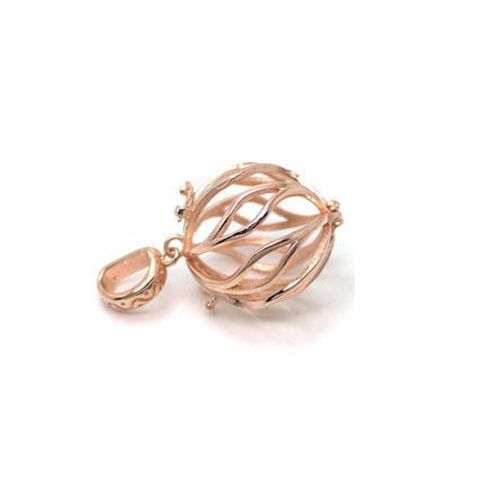 925 Sterling Silver Plated White Gold Rose Gold Pendant Round Bead or Pearl Semi Mount Cage Pendant Smaller Than 15mm no necklace