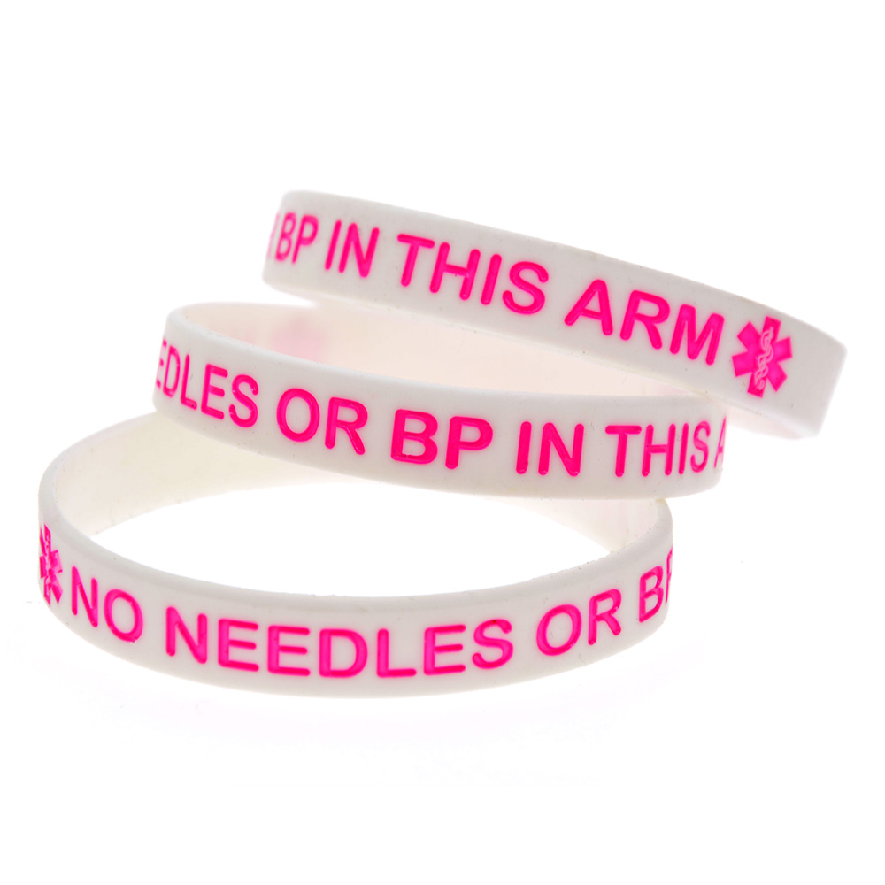 1PC No Needles or BP in This Arm Silicone Wristband Debossed Logo Soft And Flexible Adult Size 3 Colors