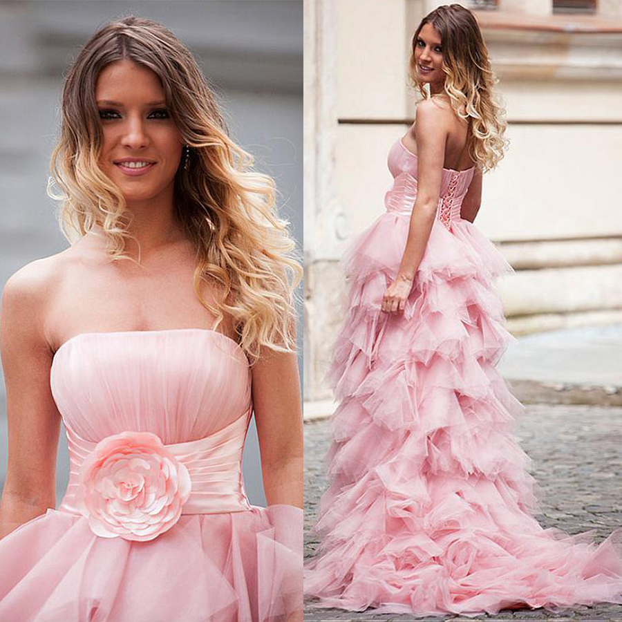 Tulle Strapless Neckline A-line Evening Dresses With Handmade Flowers Ruffled Tulle Pink Prom Gowns vestidos cortos de fiesta, Light purple
Tulle Strapless Neckline A-line Evening Dresses With Handmade Flowers Ruffled Tulle Pink Prom Gowns vestidos cortos de fiesta, Light purple