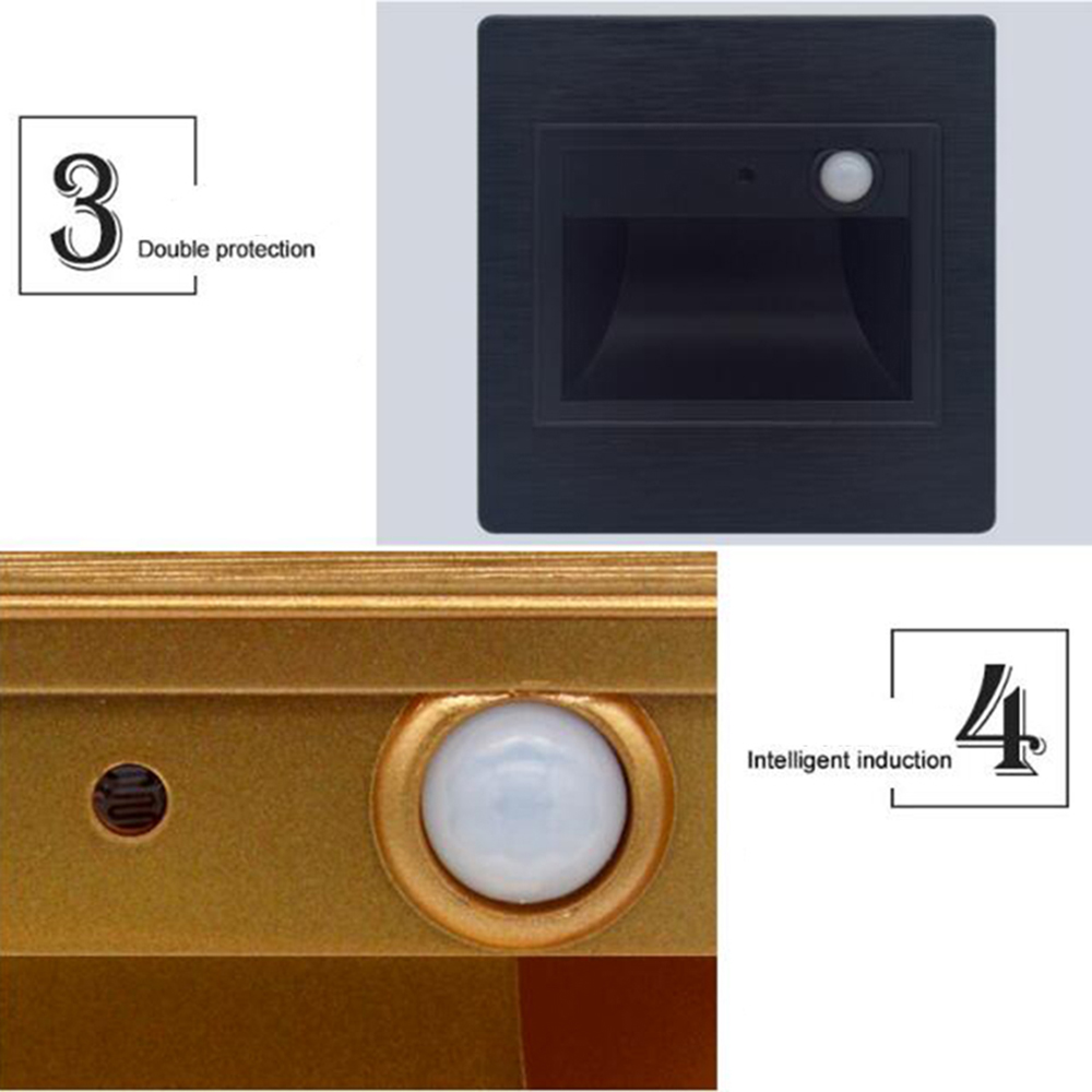 Drawing Panel Human Body Sensor Porch Pathway Led Footlight Wall Plinth Recessed Stairs Steps Lamps Aisle Hotel Lighting Night Lights 0.6W