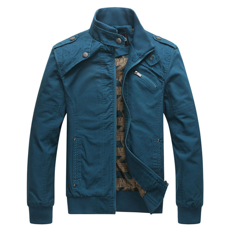 Wholesale- HEE GRAND 2017 New Arrival Men's Fashion Casual Spring Autumn Jacket Cotton Stand Collar Coat 4 Colors MWJ166