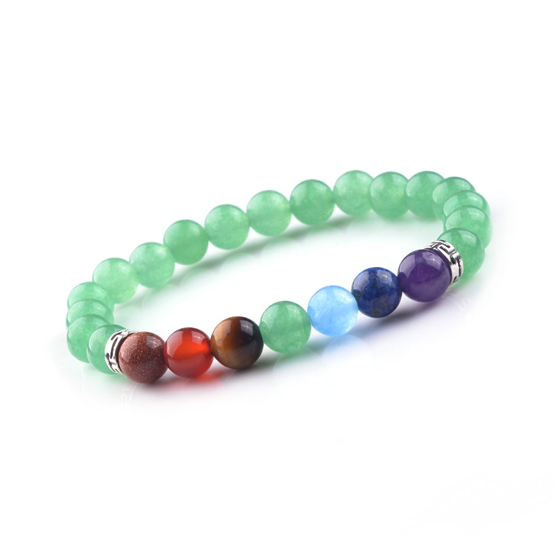 Multicolor 7 Chakra Stone Amethyst Beads buddha Bracelets Wristband Bangles bijoux armbanden voor vrouwen Women Men Jewelry