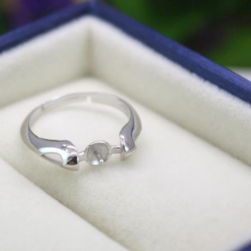 8x8mm Pearl Cabochon Semi Mount Engagement Wedding Women Ring Sterling Silver 925 Fine Silver Jewelry
