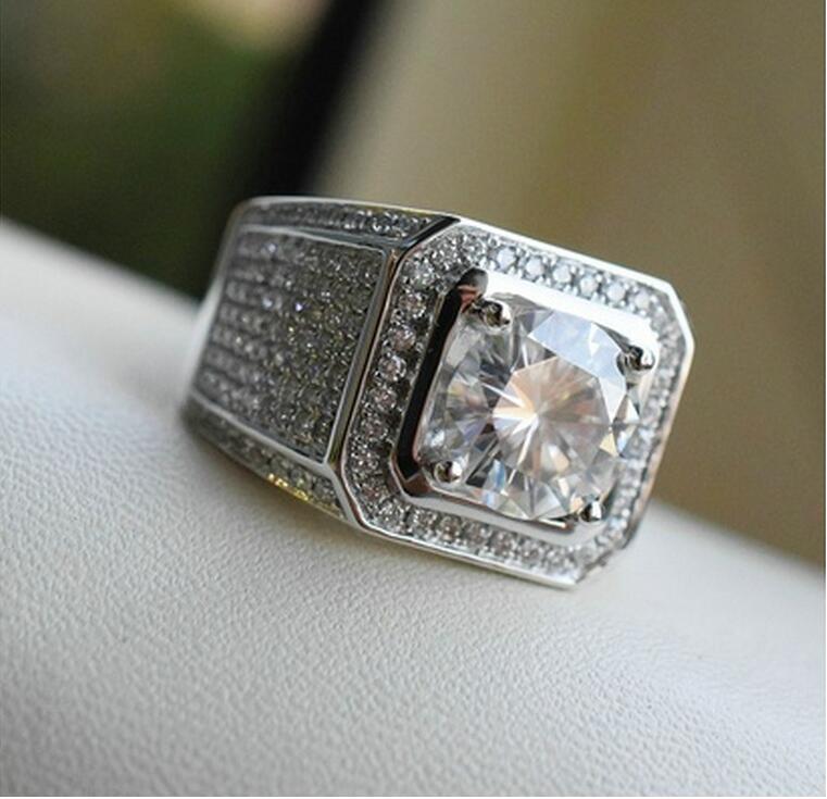 Victoria Wieck Luxury Stunning Fashion Men Jewelry Pave Setting Full White Sapphire 925 Sterling Silver CZ Diamond Wedding Male Ring Gift