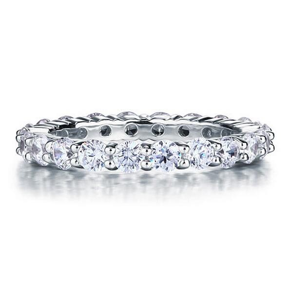 Victoria Wieck Luxury Jewelry Brand Desgin 925 Sterling Silver White Topaz Round Gemstones Women Wedding Engagement Band Ring Gift Size 5-11