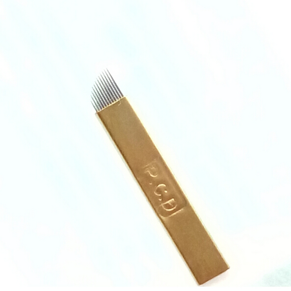 Wholesale Professional 100pcs PCD 12-14 Prong flat Permanent Makeup Manual Needle Blades for microblading Free shipping
