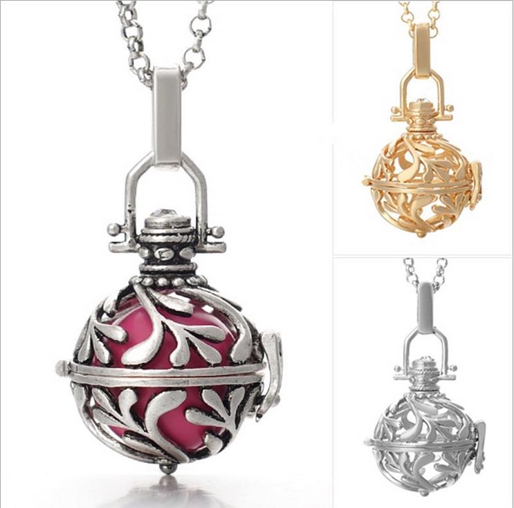 16 styles Mexico Pregnancy Bola Lockets Pendant necklace+ 16mm Sound bead ball Hollow Cage Necklaces for Women Pregnany Jewelry