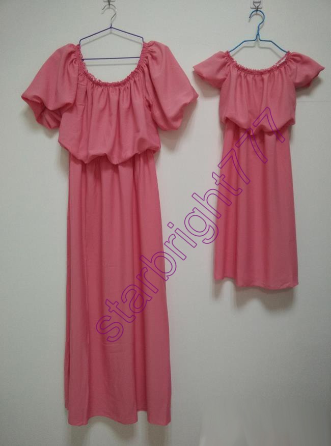Summer family matching clothing maxi solid chiffon Mother Daughter Dresses Family look Clothing Beach mom and daughter matching dress