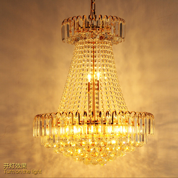American Crystal Chandeliers Lights Fixture LED Modern Gold Crystal Chandelier Long Droplights Home Indoor Foyer Hotel Club Lobby Hall Lighting