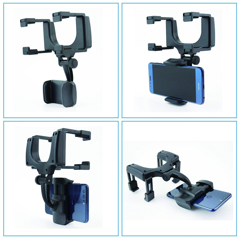 Adjustable Car GPS Rearview Mirror Auto Mount Holder Cell Phone Bracket Stands for iPhone X/8/7/6 Plus Samsung Huawei Universal Phone