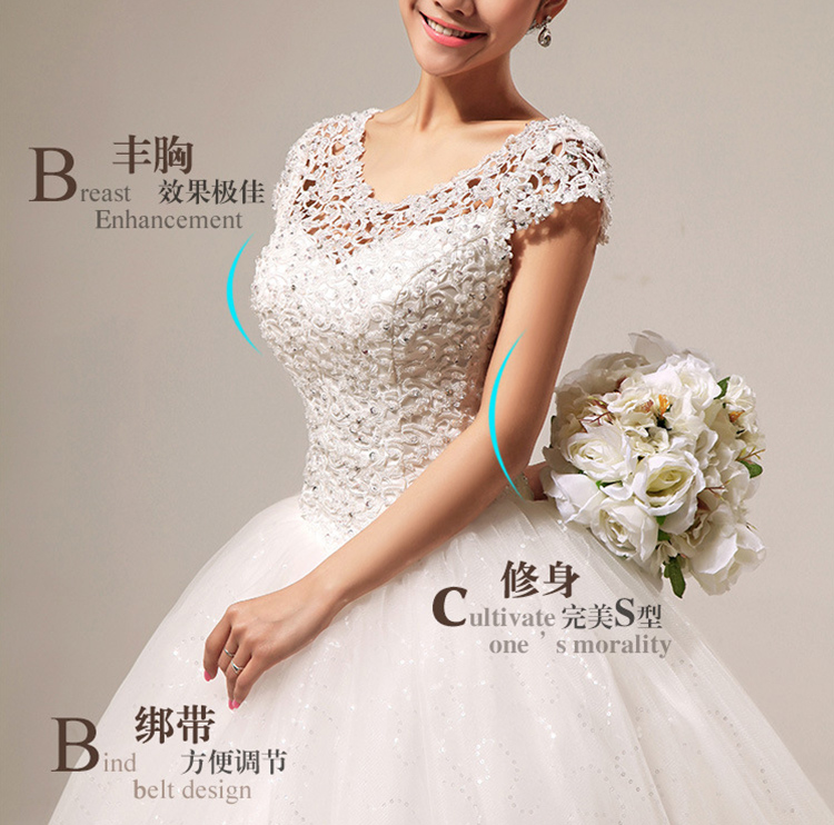 Brand New Wedding Dresses Gorgeous Ball Gown Cap Sleeves Princess Formal Dress White/Ivory Vestidos De Novia Elegant Bridal Gown