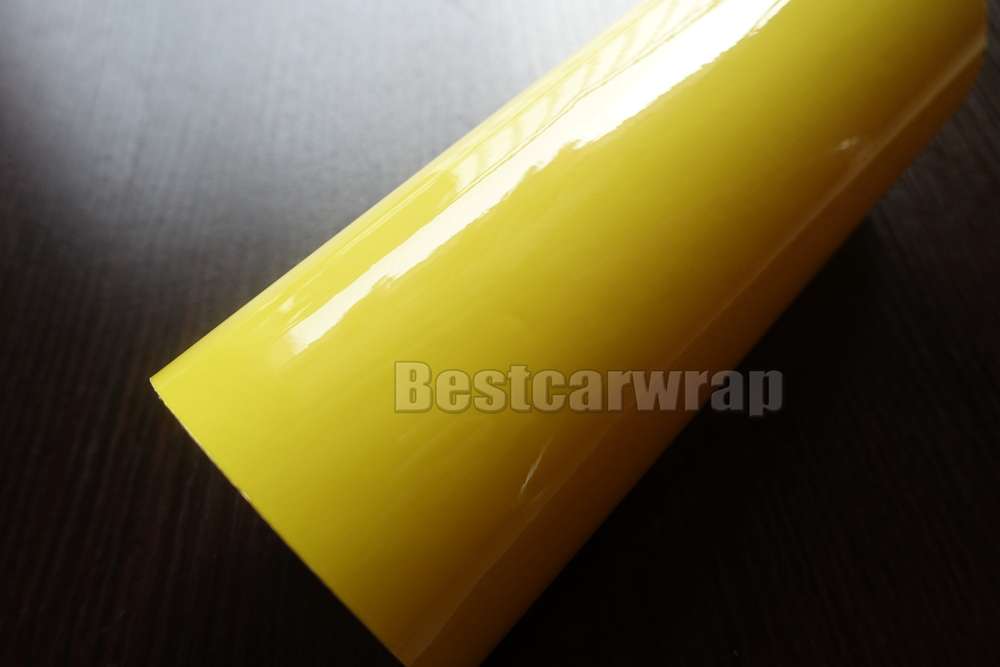 Ultra Shiny Glossy Lemon Yellow Vinyl wrap 3 Layers High Gloss Car Wrap Film with air Free Like 3m 1080 FOIL Size:1.52*20M/Roll