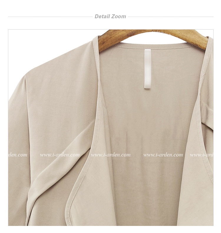 Wholesale- XL-5XL plus larger size ! NavyBlue Khaki pink Casual women thin three quarter sleeved solid wide -waisted stitching outerwear