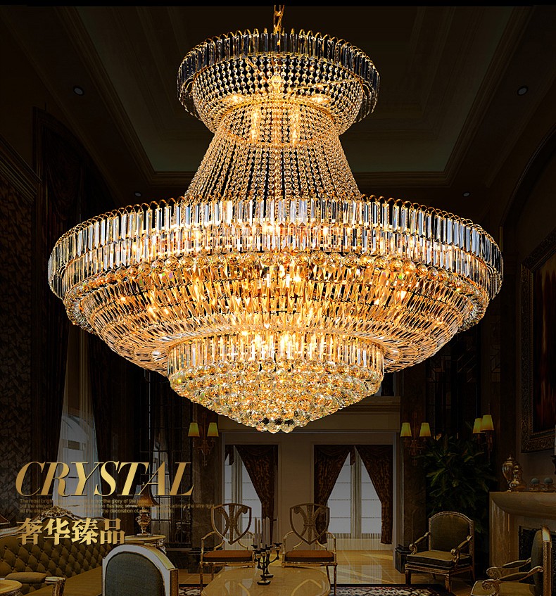 Modern Crystal Chandeliers Lighting Fixture American Big Gold Crystal Chandelier LED Lamp European Luxurious Droplight Home Indoor Hotel Club Light D1