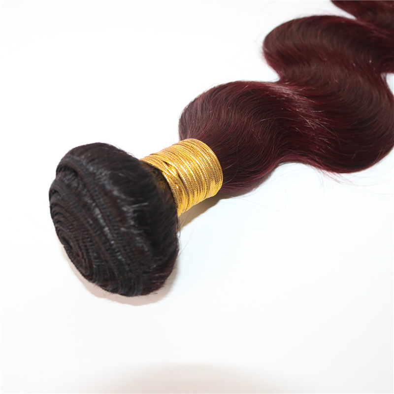 human hair bundles with 13*4 frontal 300gram Two Tone Ombre 99J Body Wave Peruvian Human Remy Hair Weaves Closure