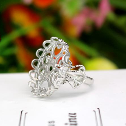 Women Fine Silver Ring Setting 16x22mm Oval Cabochon Semi Mount Engagement Wedding Fashion Ring Silver 925