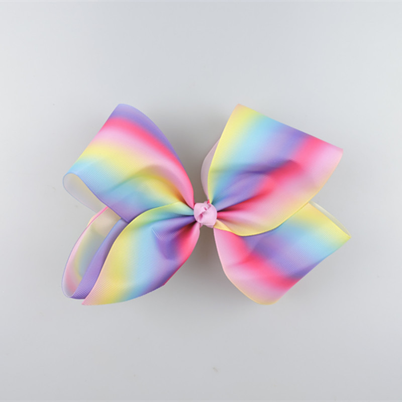 20pcs 18cm Pastel flora ombre ribbon hair bows Alligator clips Rainbow Striped Dance Cheerleader Pageant hair bobbles Accessories HD3476