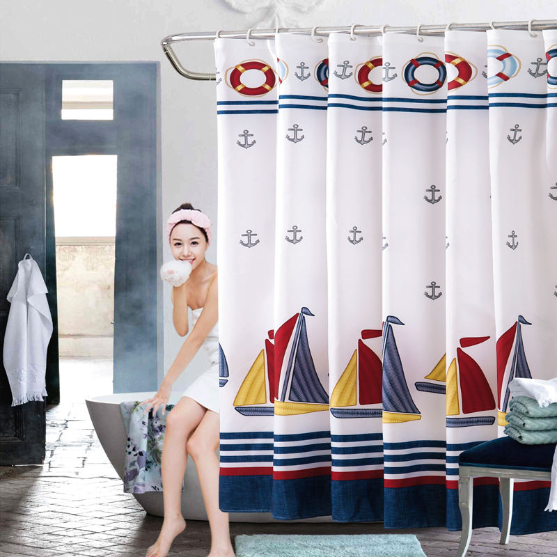 Sailing Boat Shower Curtains Summer Style Nautical Navy Blue Stripe Bath Curtains Waterproof Polyester Fabric Shower Curtain with Hook
Sailing Boat Shower Curtains Summer Style Nautical Navy Blue Stripe Bath Curtains Waterproof Polyester Fabric Shower Curtain with Hook
