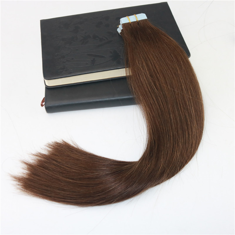Tape in Extensions Human Hair #4 Dark Brown 100% Skin Weft Invisible Hair Extensions Double Drawn Seamless Virgin Tape on Extensions