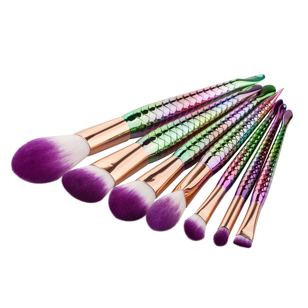 7pcs/set Mermaid Makeup Brushes Kit Soft Hair Bristles Eyebrow Eyeliner Blush Cosmetic Concealer Brushes Cosmetic Beauty Tools DHL Ship