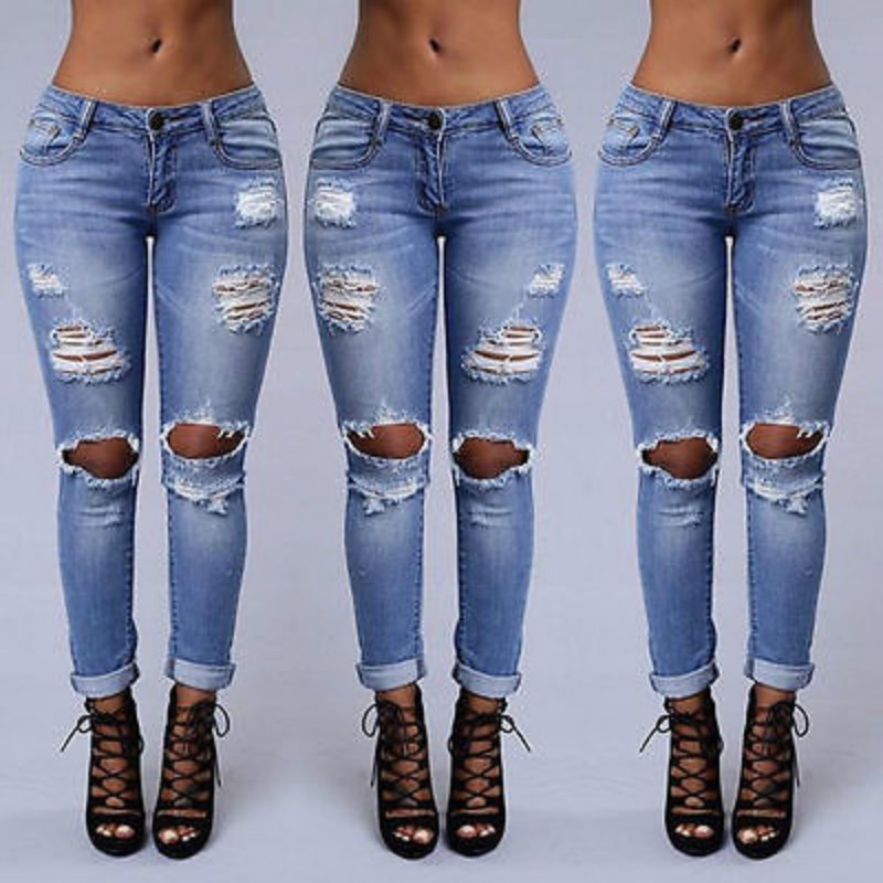 Wholesale- 2016 Fashion Women Ladies Jeans Ripped Skinny Denim Hole Cut High Waisted Trousers Blue
Wholesale- 2016 Fashion Women Ladies Jeans Ripped Skinny Denim Hole Cut High Waisted Trousers Blue