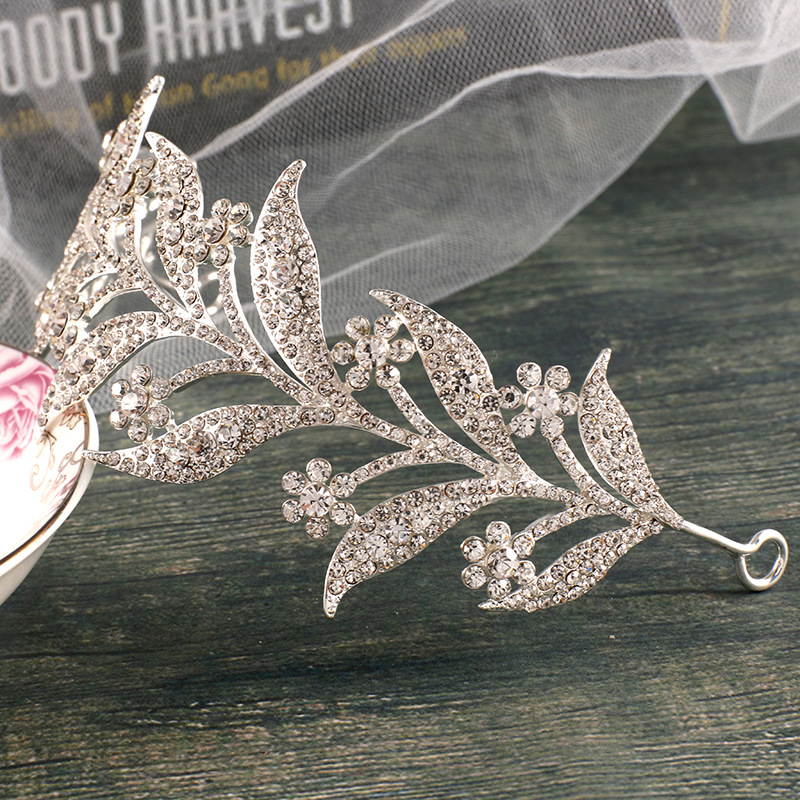 INS Leaf Rhinestones Crowns For Wedding Bride For Bridal Hair Accessories Queen Girls Party Wedding Accessories Jewelry Crown Free Shipping