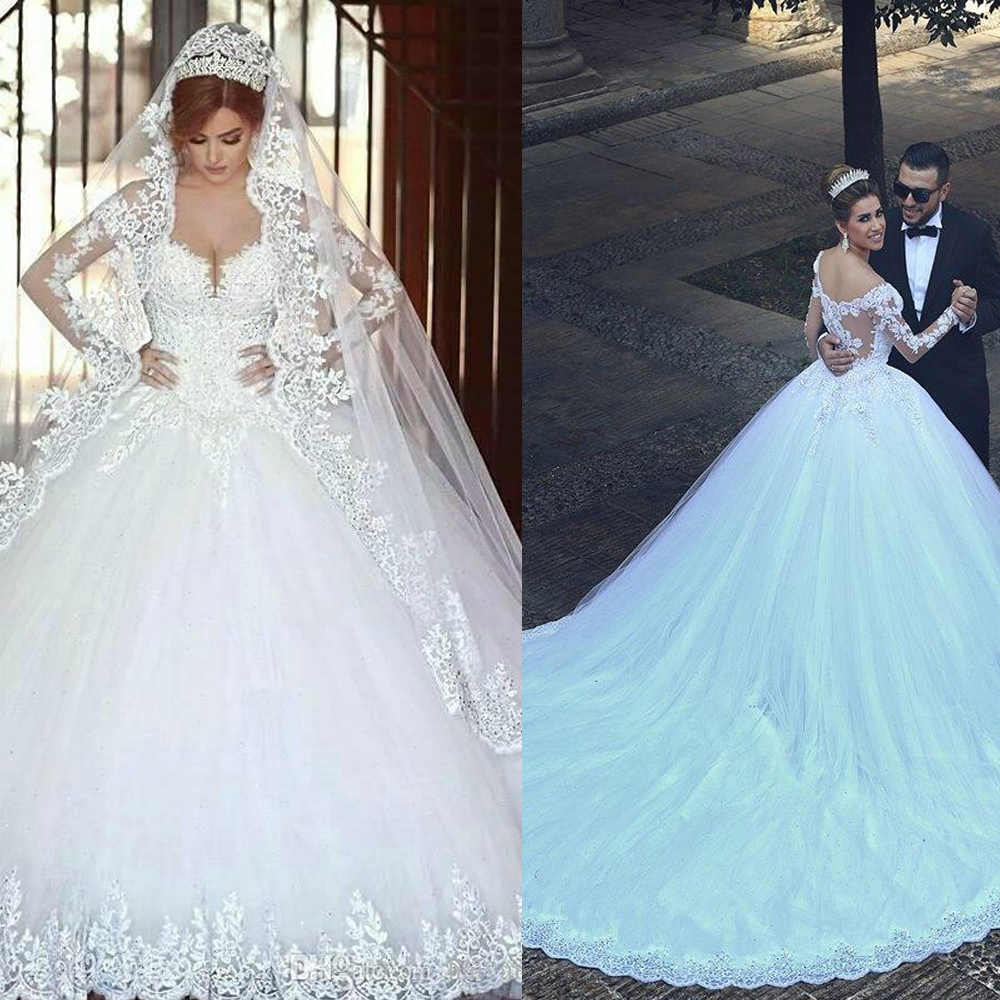 Said Mhamad Sweetheart Long Sleeves Lace Appliques Beads Long Chapel Train Plus Size Bridal Gowns Modern Arabic A Line Wedding Dresses, Custom made from color chart
Said Mhamad Sweetheart Long Sleeves Lace Appliques Beads Long Chapel Train Plus Size Bridal Gowns Modern Arabic A Line Wedding Dresses, Custom made from color chart