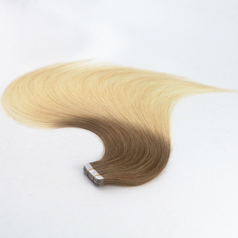 Ombre Color #6#613 High Quality Tape in Hair Extensions Seamless Virgin Human Hair Skin Weft Slik Straight Tape on Extension 100g Per Piece
