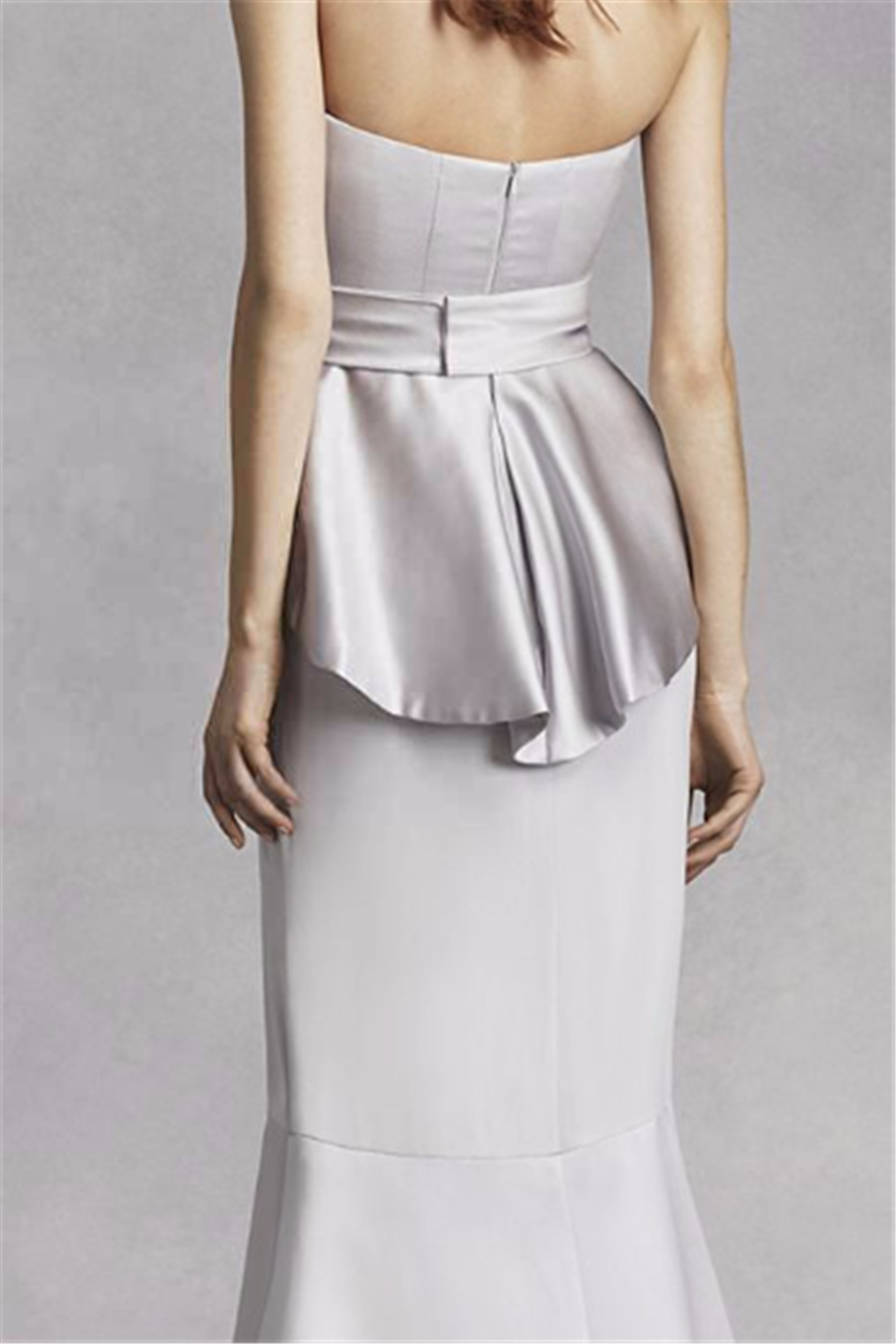 and Matte Crepe Peplum Mermaid Bridesmaid with Satin Sash VW360134 Wedding Party Evening Dress Formal Dresses