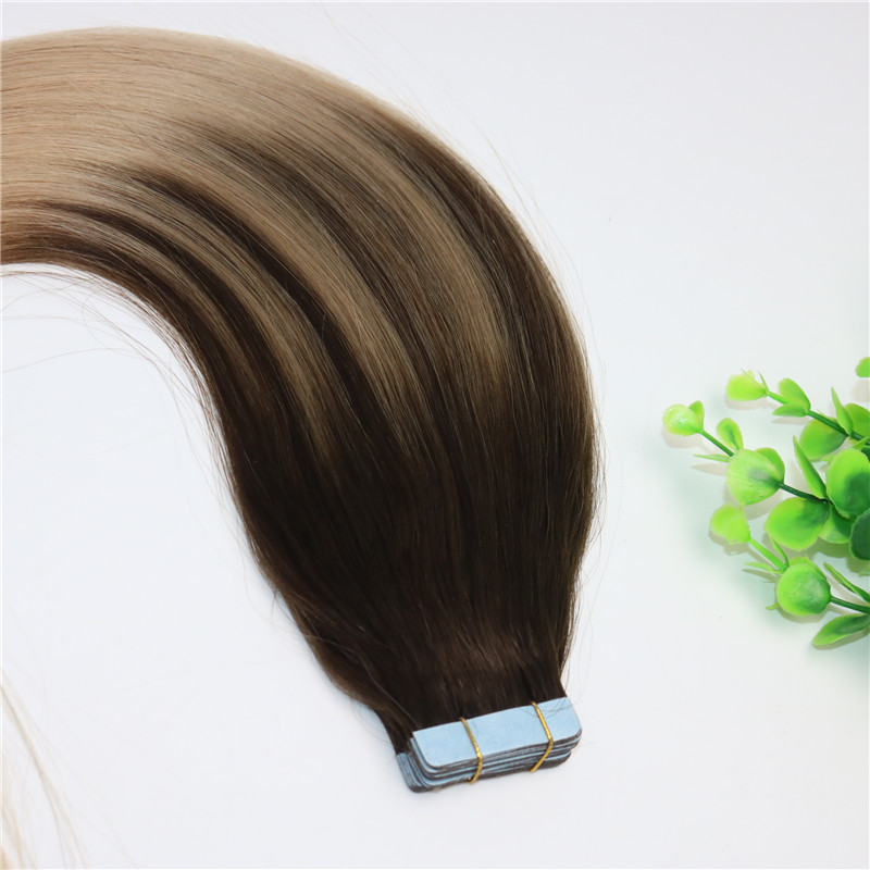 #4 #18Skin Weft Tape In Human Hair Extensions PU Tape Hair 40pcs 100gram Balayage Ombre Hair Color Ash Blonde Highlights