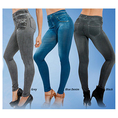 Hot Sale Wholesale- NEW Womens Fake Denim Jeans Sexy Skinny Leggings Jeggings High Waist Stretch Pants Trousers, Gray
Hot Sale Wholesale- NEW Womens Fake Denim Jeans Sexy Skinny Leggings Jeggings High Waist Stretch Pants Trousers, Gray