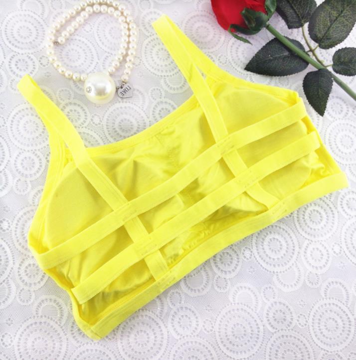 Sexy Women Girl Stripe Strap Back Vest Bra Summer Tops Tube Tank Wrap Bandeau camisole Crop Top with pad black white