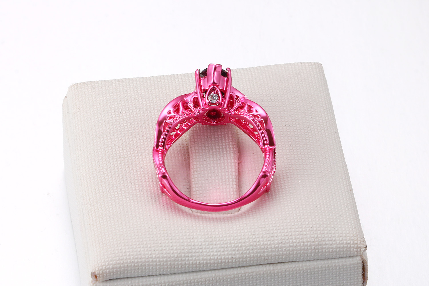 2017 New Fashion Jewelry 18K Pink Gold Filled Horse eys Black Sapphire Gemstones CZ Diamond Wedding Women Band Ring For Lover Gift Size 5-10