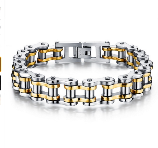 Fashion Men Biker Bicycle Motorcycle Chain Men's Bracelets Bangles Fashion 3 Color Stainless Steel Jewelry