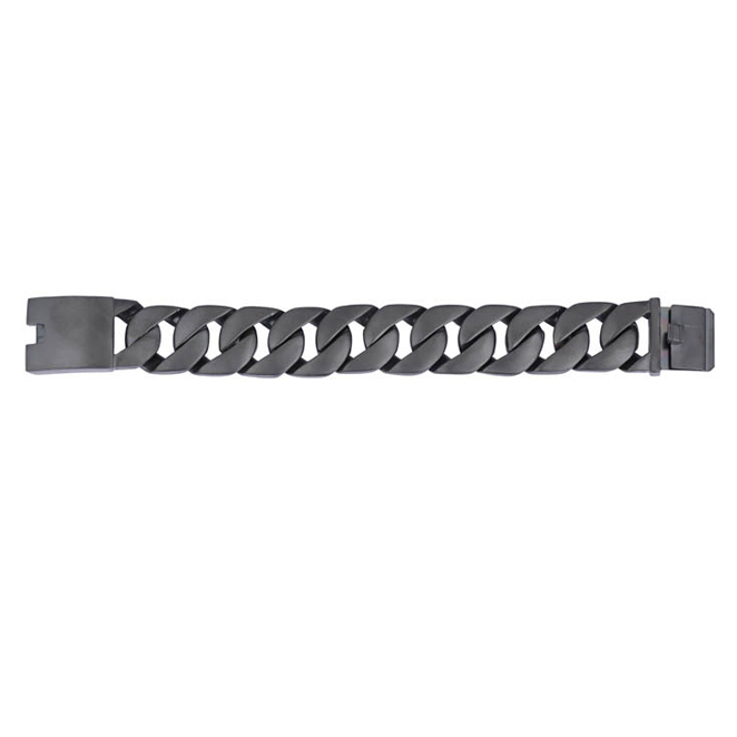 24mm width Heavy Punk Men Curb Cuban Link 316L Stainless Steel Matte Black Bracelet Never Fade Bling Titanium steel Bike Biker Chain bangle Jewlery