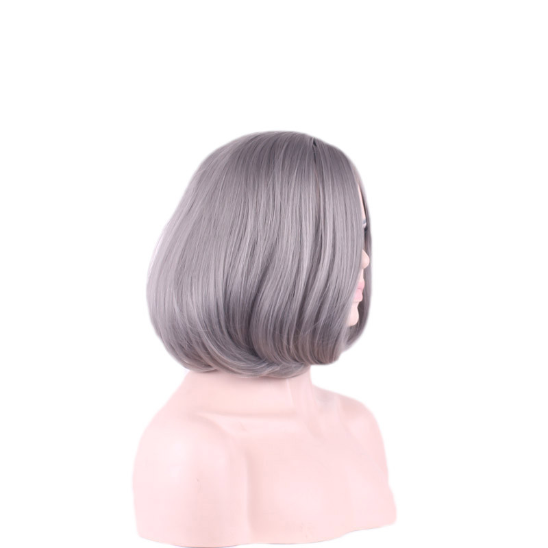 WoodFestival silver grey ombre wig short bob synthetic hair wigs heat resistant fiber wig cosplay women gray high quality